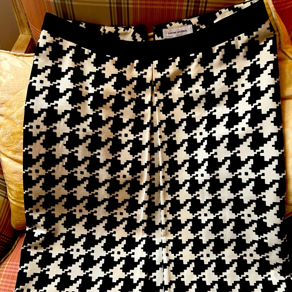 Costume National Velvet and Wool Houndstooth Skirt
